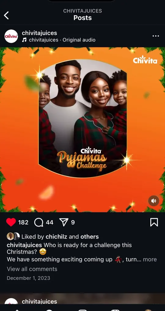 Chivita Pyjamas Challenge post for Christmas
